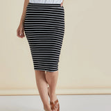 ALICIA MIDI SKIRT - Black/White stripe