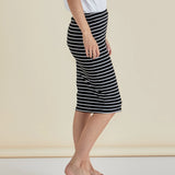 ALICIA MIDI SKIRT - Black/White stripe