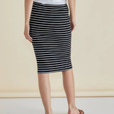 ALICIA MIDI SKIRT - Black/White stripe