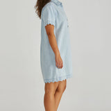 VALE SCALLOPED DENIM DRESS - Bleach