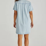 VALE SCALLOPED DENIM DRESS - Bleach