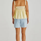 ZANE EMPIRE TOP - Yellow White Stripe