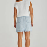 VALE SCALLOPED DENIM SKIRT - Bleach