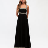 MOTIF BORDER MAXI DRESS - Black