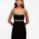 MOTIF BORDER MAXI DRESS - Black