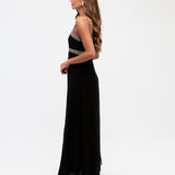 MOTIF BORDER MAXI DRESS - Black