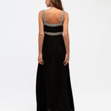 MOTIF BORDER MAXI DRESS - Black