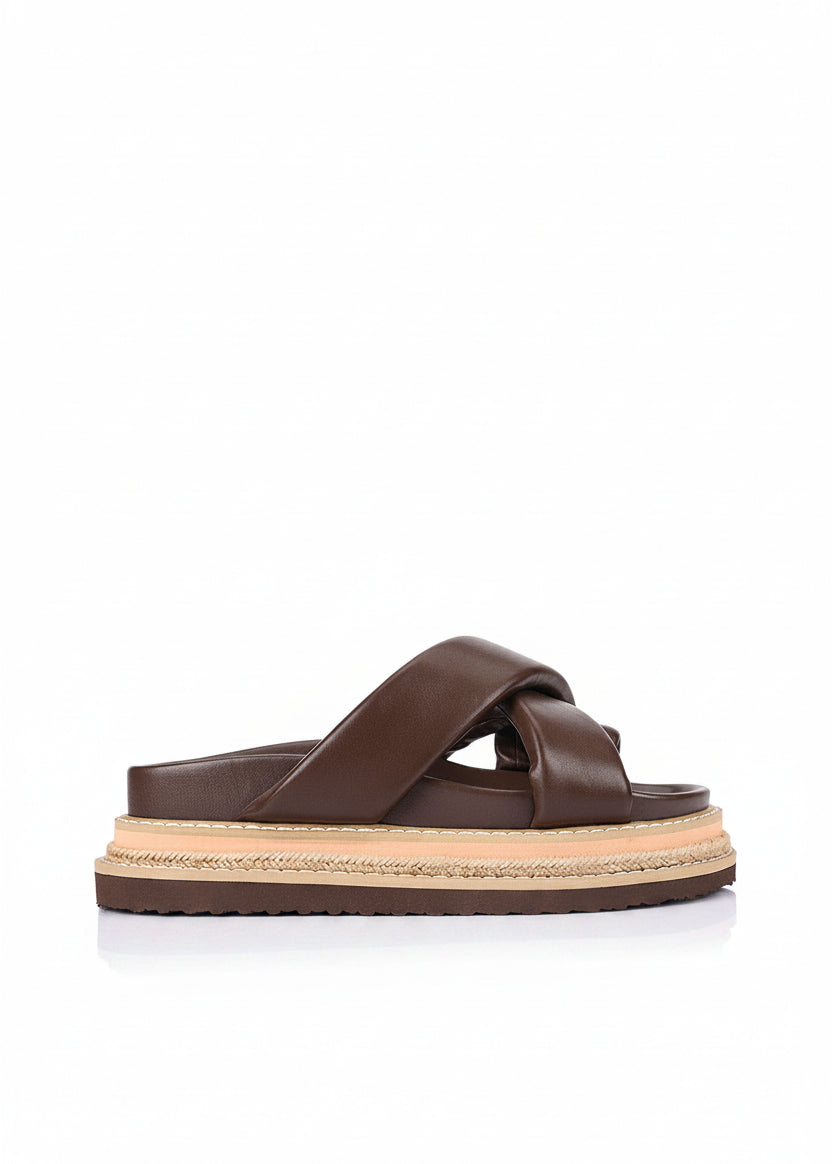 Thelma Flatform Slides - Chocolate Brown