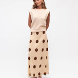 RHEA SKIRT - Mocha Dots