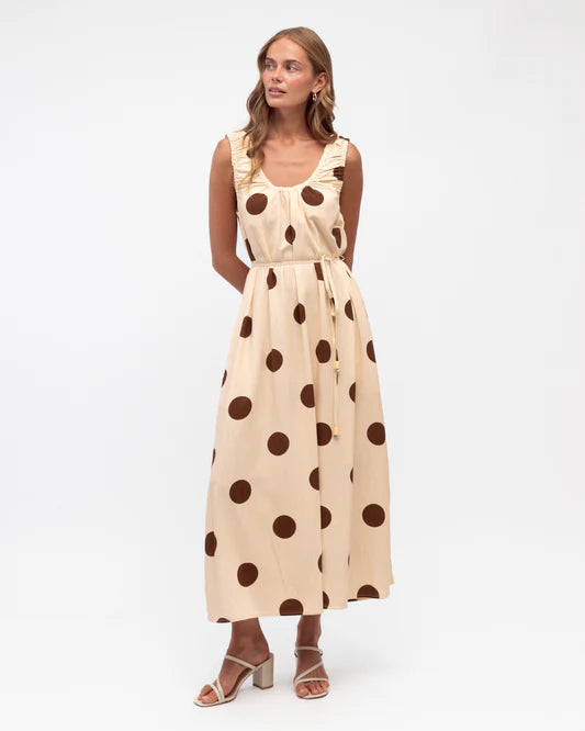 JEMMA MIDI DRESS - Mocha Dots