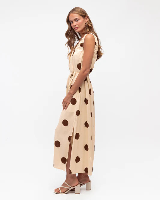 JEMMA MIDI DRESS - Mocha Dots