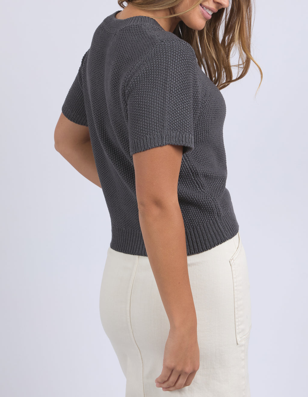 BLAIR SHORT SLEEVE KNIT - Charcoal