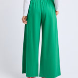 CARMEN WIDE LEG PANT - Pine Green/White Stripe