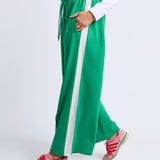 CARMEN WIDE LEG PANT - Pine Green/White Stripe