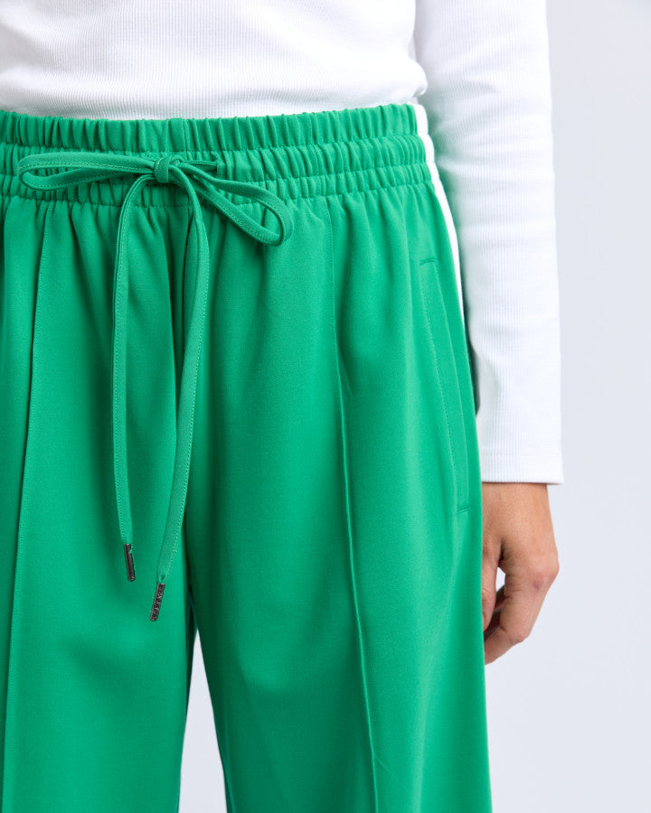 CARMEN WIDE LEG PANT - Pine Green/White Stripe