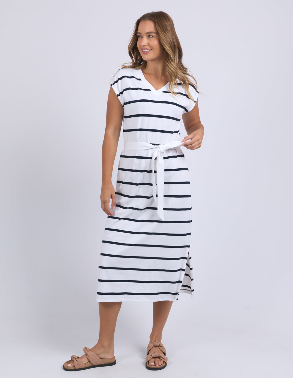 CASEY STRIPE DRESS - White