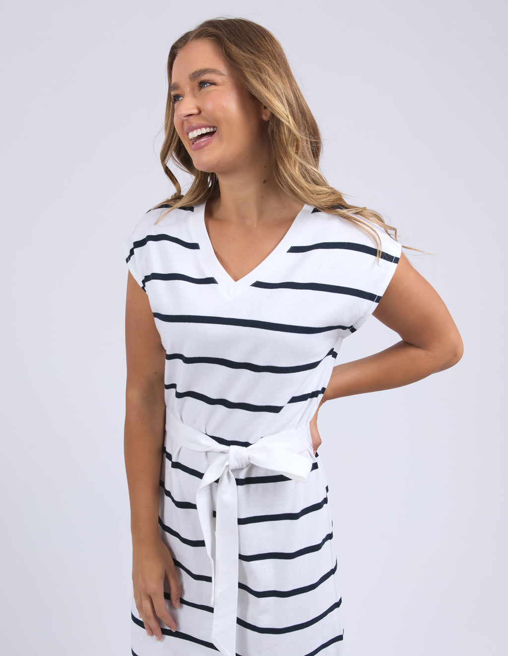 CASEY STRIPE DRESS - White