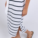 CASEY STRIPE DRESS - White