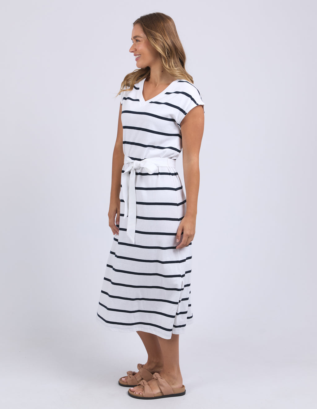 CASEY STRIPE DRESS - White