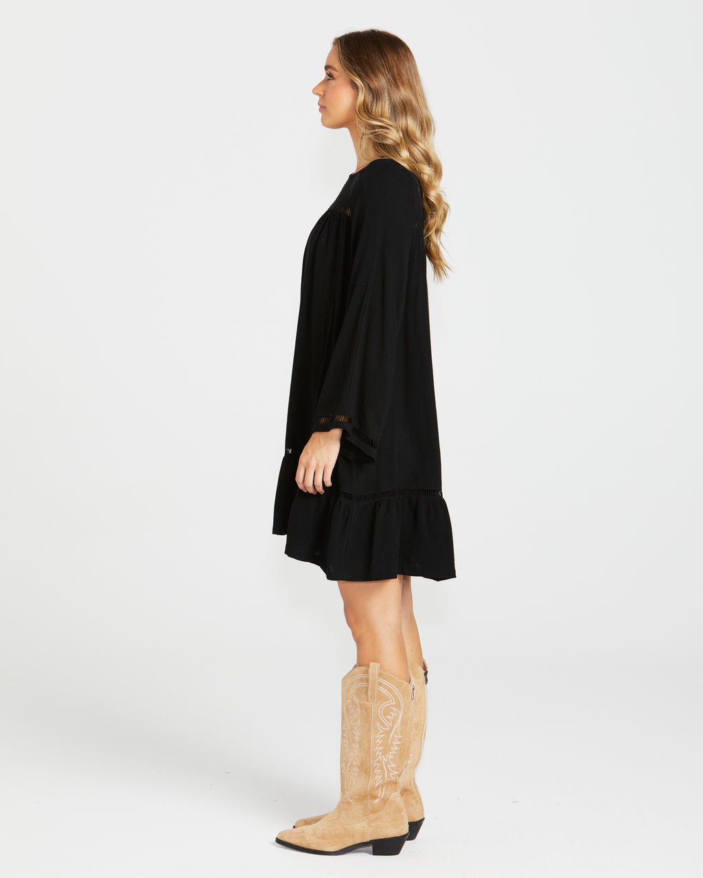 CHAPEL BOHO TRIM DRESS - Black