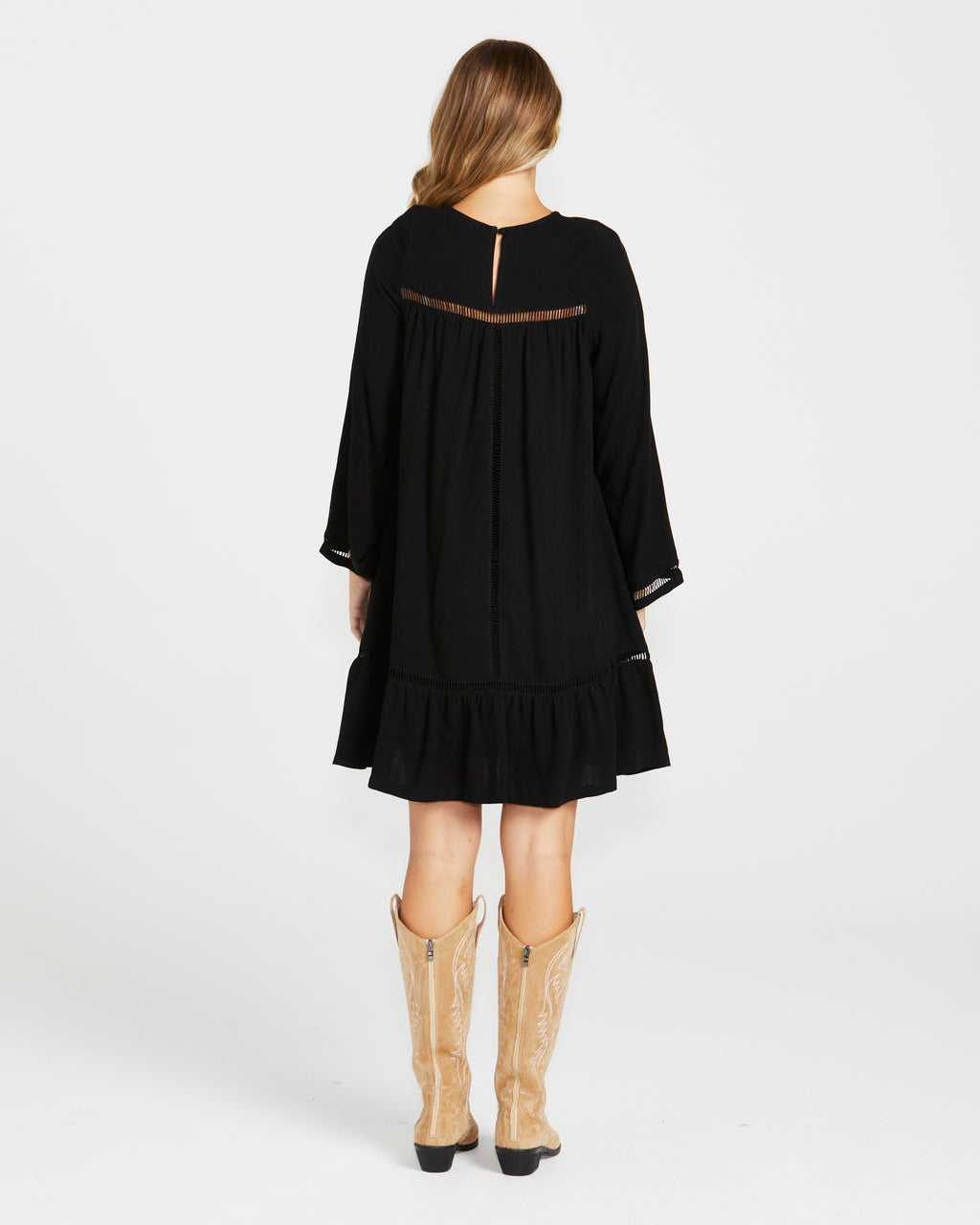 CHAPEL BOHO TRIM DRESS - Black