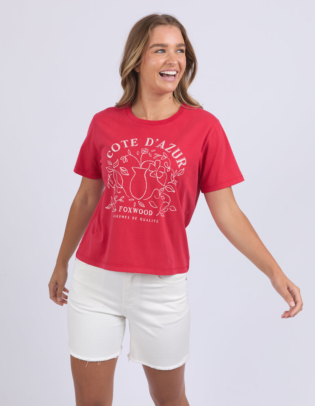 COTE D'AZUR TEE - Crimson