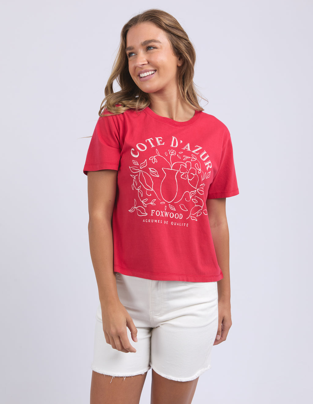 COTE D'AZUR TEE - Crimson