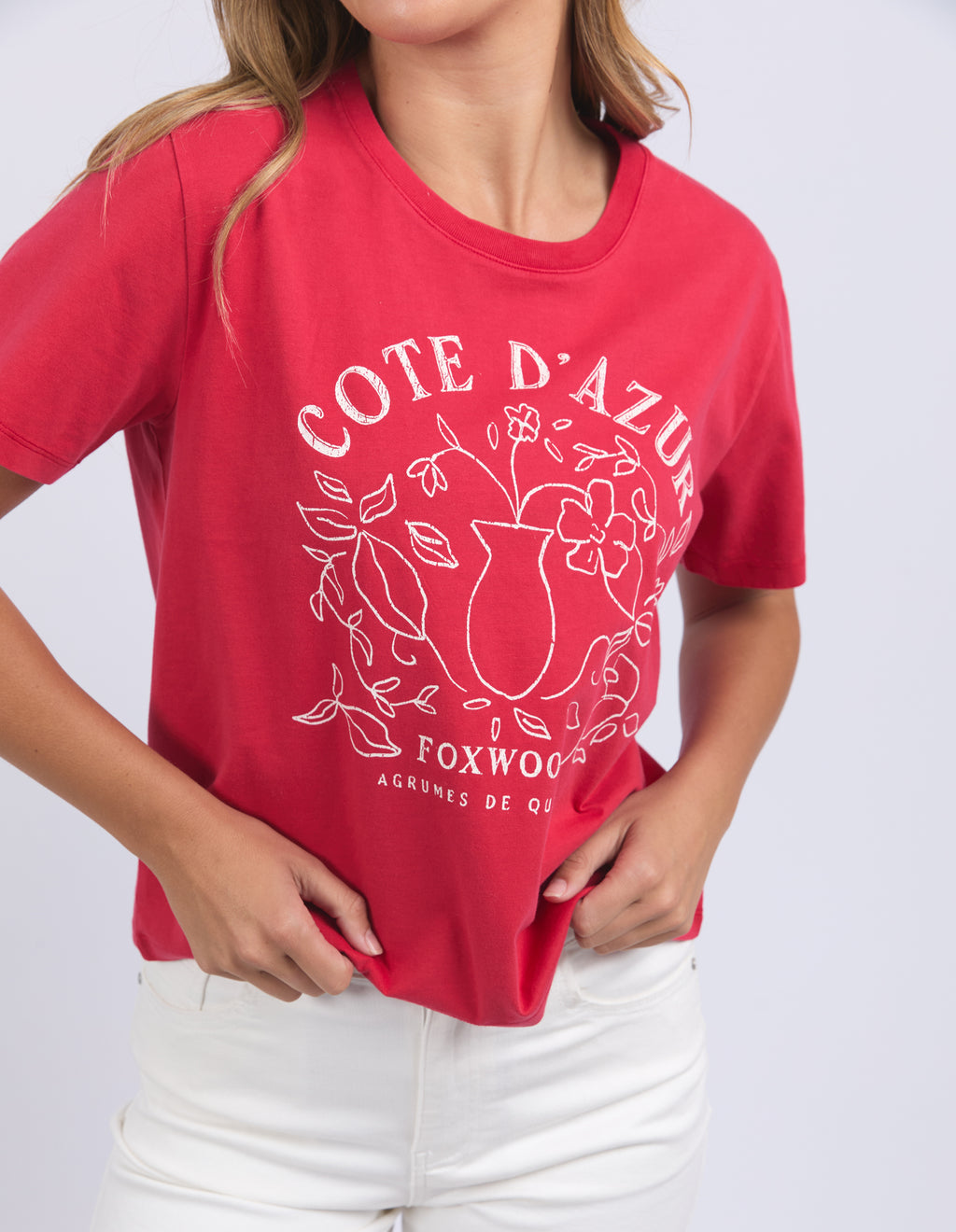 COTE D'AZUR TEE - Crimson