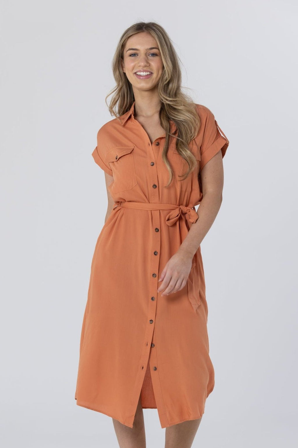 EMERY SHIRT DRESS - Rust