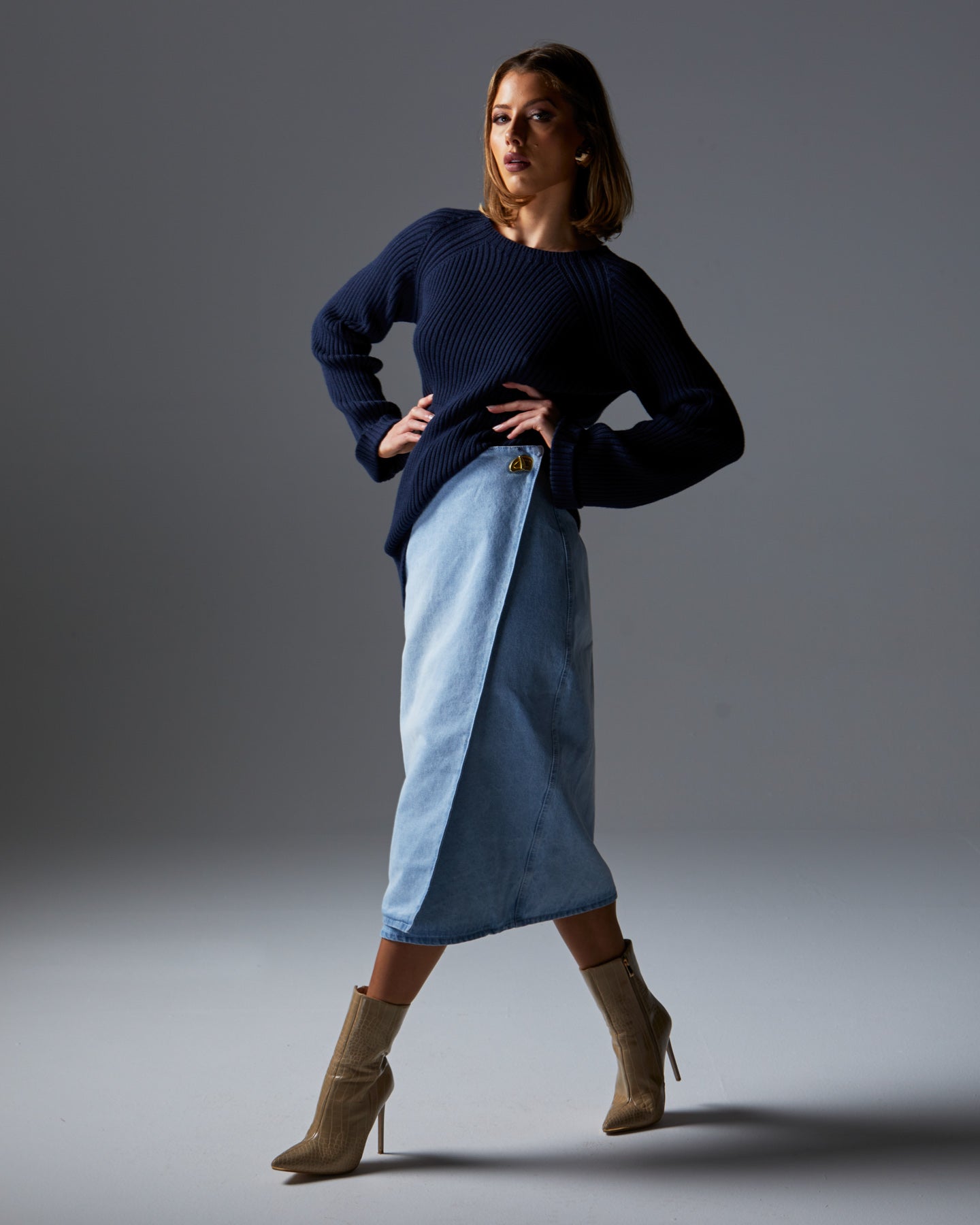 FLIGHT DENIM WRAP SKIRT Bleach Wash Frankie Co Clothing