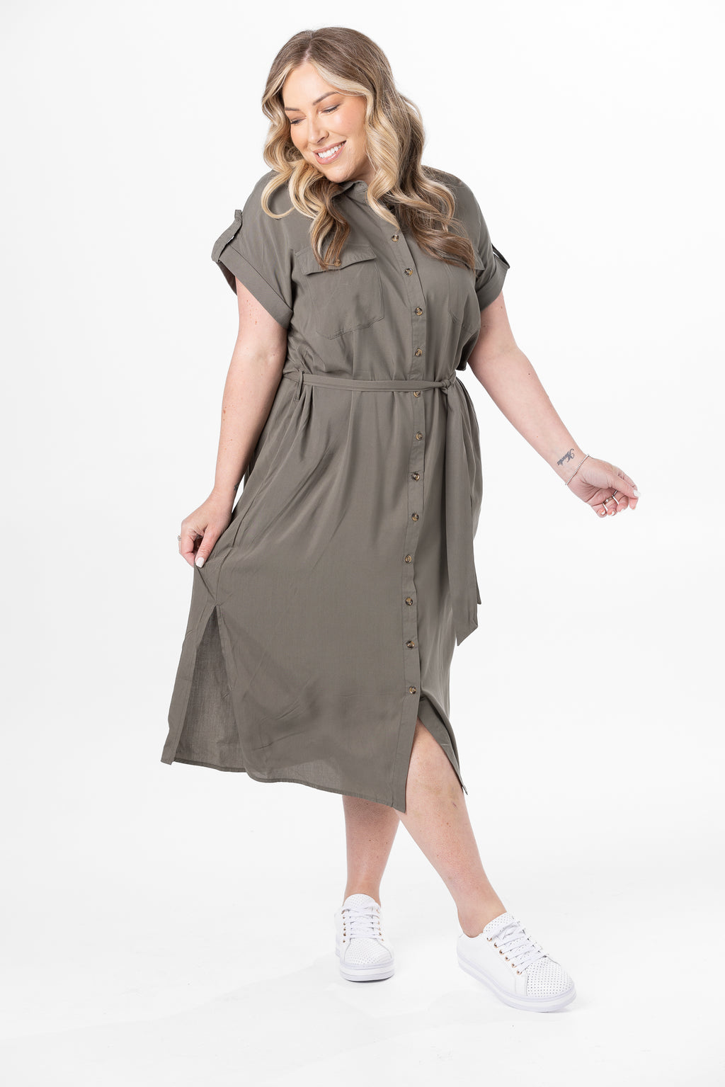 EMERY SHIRT DRESS - Khaki