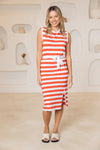 BONDI DRESS - Spicy Orange/White Stripe