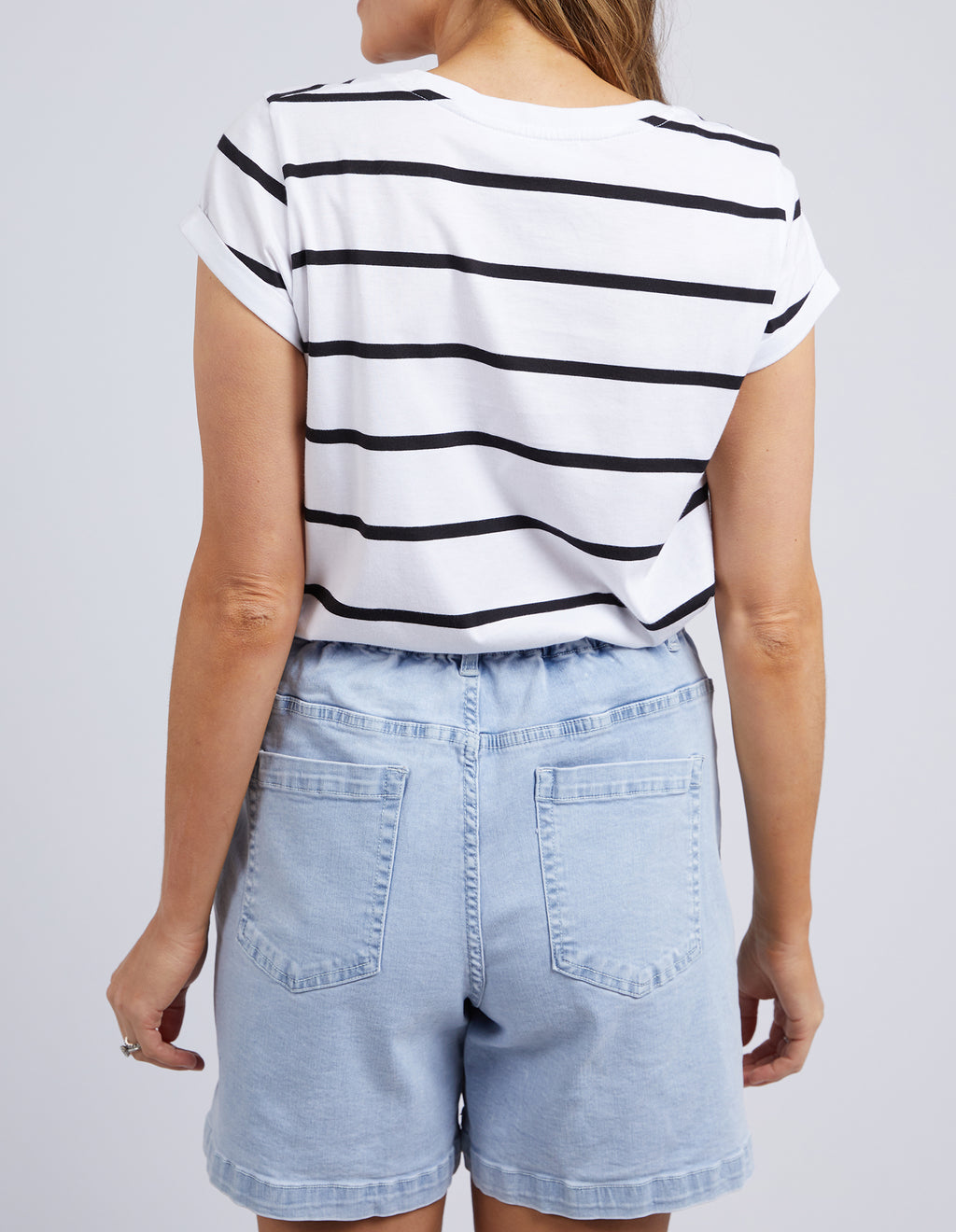 MANLY STRIPE TEE - White w/ Navy Stripe