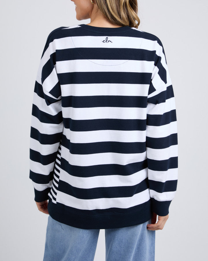 MILL CREW - Navy & White Stripe