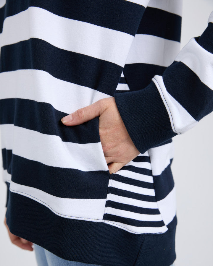 MILL CREW - Navy & White Stripe