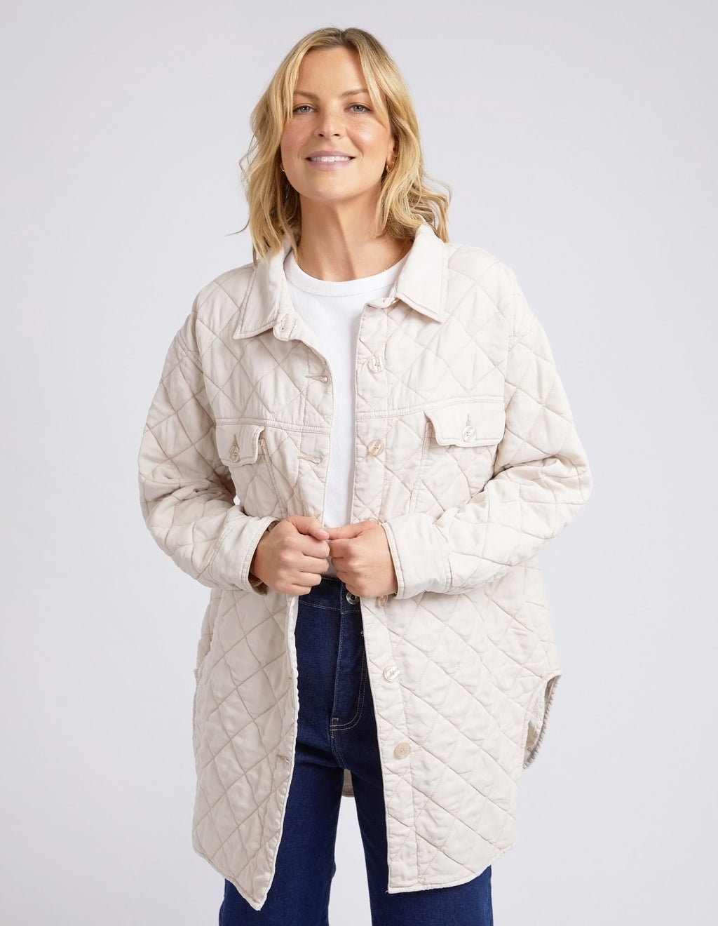 KATIE QUILTED SHACKET - Oatmeal