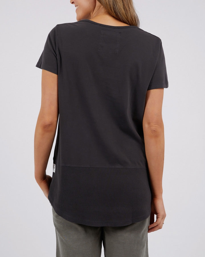 RIB S/S TEE- Washed Black