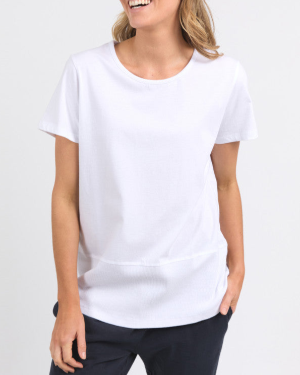 RIB S/S TEE- White