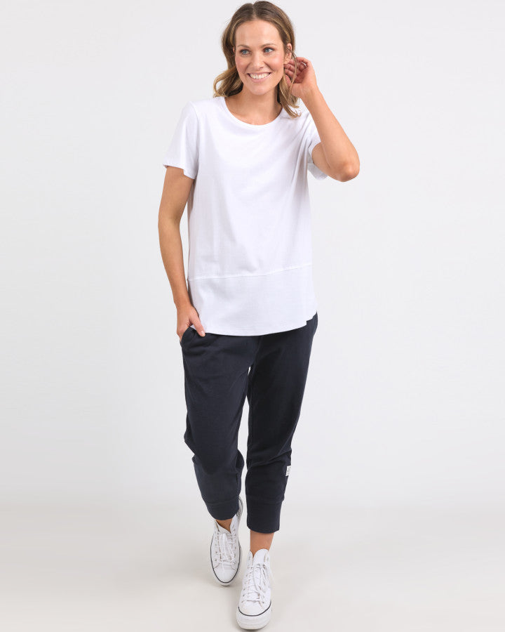 RIB S/S TEE- White