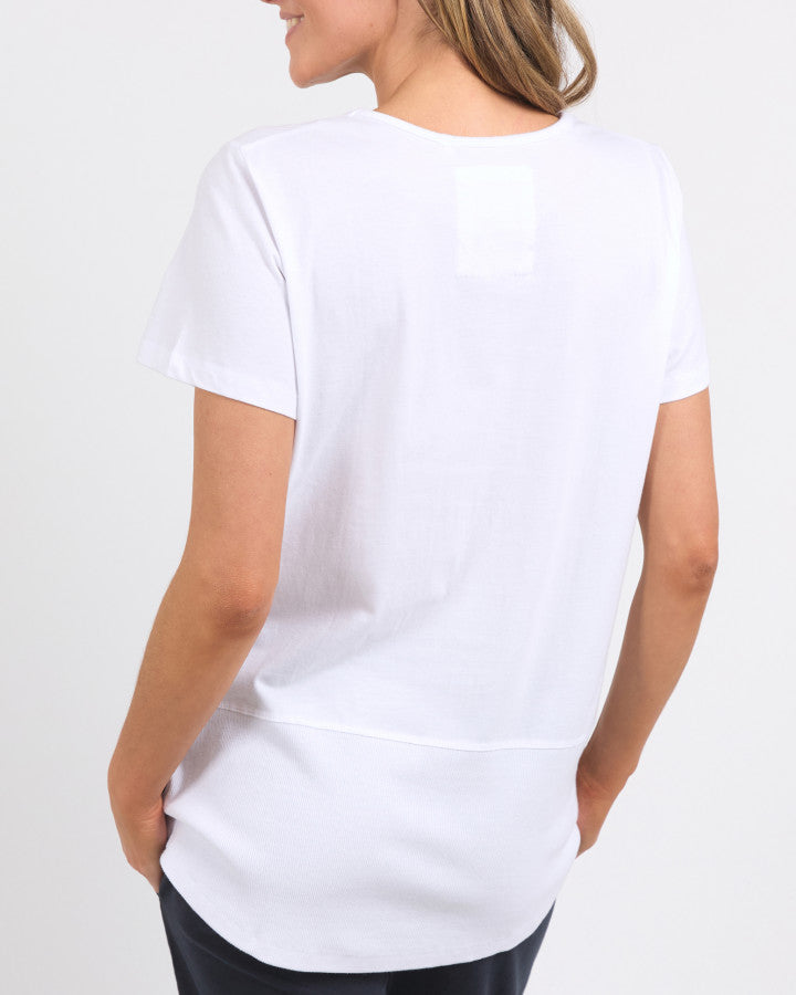 RIB S/S TEE- White