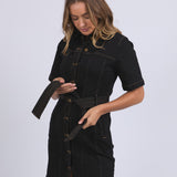 RIVA DENIM DRESS - Black