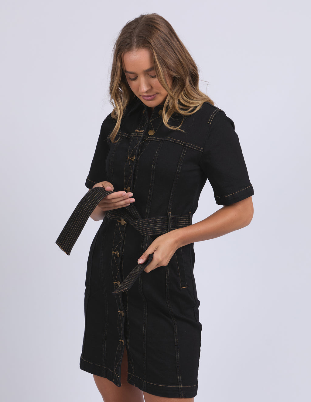 RIVA DENIM DRESS - Black