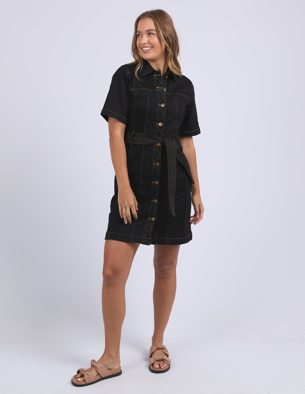 RIVA DENIM DRESS - Black