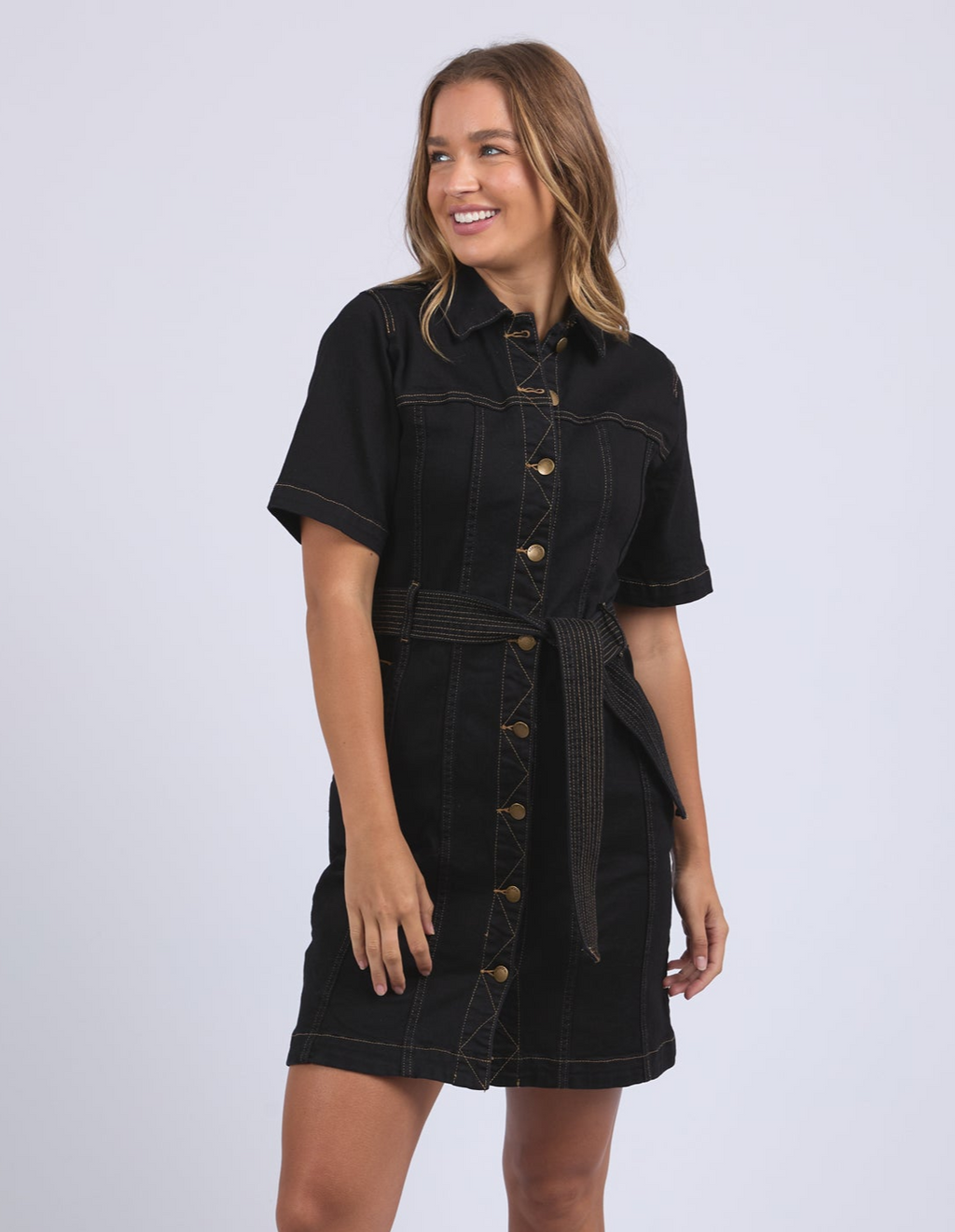 RIVA DENIM DRESS - Black
