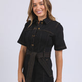 RIVA DENIM DRESS - Black