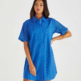 STEVA SHIRT DRESS - Bright Blue