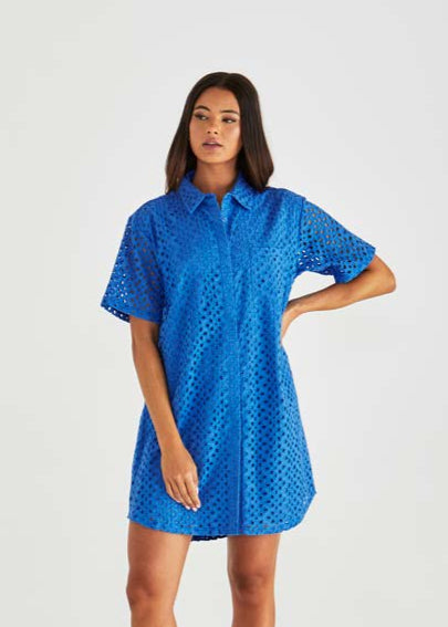 STEVA SHIRT DRESS - Bright Blue