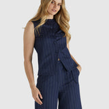 PETRA VEST - Navy Pinstripe