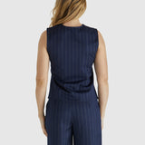 PETRA VEST - Navy Pinstripe