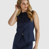 PETRA VEST - Navy Pinstripe